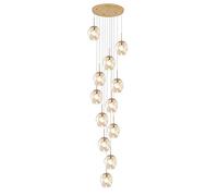YRYRYW The Attic Rotates The Long Chandelier,Balls Multi Glass During Light Hanging Ceiling Lighting Fixture Chandeliers For Living Room Porch Hallway,E27 Staircase Cha-Amber lampshade 12 Household