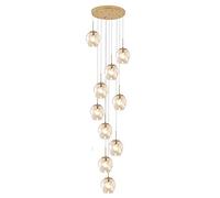 YRYRYW The Attic Rotates The Long Chandelier,Balls Multi Glass During Light Hanging Ceiling Lighting Fixture Chandeliers For Living Room Porch Hallway,E27 Staircase Cha-Amber lampshade 10 Household