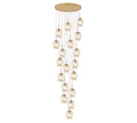 YRYRYW The Attic Rotates The Long Chandelier,Balls Multi Glass During Light Hanging Ceiling Lighting Fixture Chandeliers For Living Room Porch Hallway,E27 Staircase Cha-Amber lampshade 18 Household