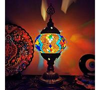 YRYRYW Turkish Handmade Mosaic Glass Desk Light Moroccan Vintage Table Lamp Style Mediterranean Night Light Lighting Fixtures for Bedroom Living Room Dining Room Cafe Bar Decorative,l Household