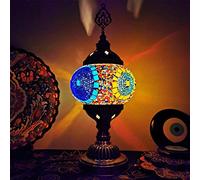 YRYRYW Turkish Handmade Mosaic Glass Desk Light Moroccan Vintage Table Lamp Style Mediterranean Night Light Lighting Fixtures for Bedroom Living Room Dining Room Cafe Bar Decorative,I Household