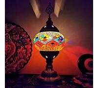 YRYRYW Turkish Handmade Mosaic Glass Desk Light Moroccan Vintage Table Lamp Style Mediterranean Night Light Lighting Fixtures for Bedroom Living Room Dining Room Cafe Bar Decorative,J Household