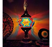 YRYRYW Turkish Handmade Mosaic Glass Desk Light Moroccan Vintage Table Lamp Style Mediterranean Night Light Lighting Fixtures for Bedroom Living Room Dining Room Cafe Bar Decorative,A Household