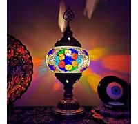 YRYRYW Turkish Handmade Mosaic Glass Desk Light Moroccan Vintage Table Lamp Style Mediterranean Night Light Lighting Fixtures for Bedroom Living Room Dining Room Cafe Bar Decorative,C Household