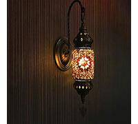 YRYRYW Turkish Moroccan Style Wall Sconce Lamp Vintage Antique Lamp with Mosaic Lantern, Bronze Base, Wall Light,K Household faucets