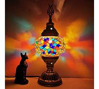 YRYRYW Turkish Moroccan Table Lamp Bohemia Handmade Mosaic Glass Desk Light 4" Style Accent Night Light for Bedroom Living Room Dining Room Cafe Bar Decorative,110-,A Household faucets