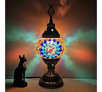 YRYRYW Turkish Moroccan Table Lamp Bohemia Handmade Mosaic Glass Desk Light 4" Style Accent Night Light for Bedroom Living Room Dining Room Cafe Bar Decorative,110-,C Household faucets