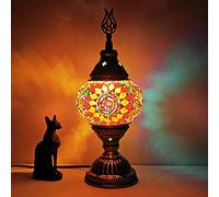 YRYRYW Turkish Moroccan Table Lamp Bohemia Handmade Mosaic Glass Desk Light 4" Style Accent Night Light for Bedroom Living Room Dining Room Cafe Bar Decorative,110-,F Household faucets