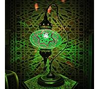 YRYRYW Turkish Moroccan Table Lamp Desk Light Bohemia Handmade Mosaic Glass Night Light Swan Neck Style for Bedroom Living Room Dining Room Cafe Bar Decorative,110-,D Household faucets