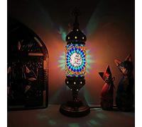 YRYRYW Turkish Moroccan Table Lamp Vintage Handmade Mosaic Glass Desk Light Style Bedside Night Light Lighting Fixtures for Bedroom Living Room Dining Room Cafe Bar Hotel,F Household faucets