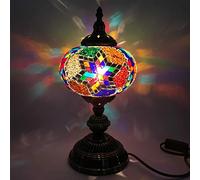 YRYRYW Turkish Mosaic Table Lamp Moroccan Handmade Glass Desk Light Style Mediterranean Night Light Lighting Fixtures for Bedroom Living Room Dining Room Cafe Bar Decorative, 7 Inch,B Household