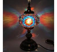 YRYRYW Turkish Mosaic Table Lamp Moroccan Handmade Glass Desk Light Style Mediterranean Night Light Lighting Fixtures for Bedroom Living Room Dining Room Cafe Bar Decorative, 7 Inch,D Household