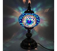 YRYRYW Turkish Mosaic Table Lamp Moroccan Handmade Glass Desk Light Style Mediterranean Night Light Lighting Fixtures for Bedroom Living Room Dining Room Cafe Bar Decorative, 7 Inch,F Household