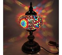 YRYRYW Turkish Mosaic Table Lamp Moroccan Handmade Glass Desk Light Style Mediterranean Night Light Lighting Fixtures for Bedroom Living Room Dining Room Cafe Bar Decorative, 7 Inch,G Household