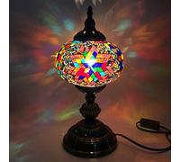 YRYRYW Turkish Mosaic Table Lamp Moroccan Handmade Glass Desk Light Style Mediterranean Night Light Lighting Fixtures for Bedroom Living Room Dining Room Cafe Bar Decorative, 7 Inch,H Household
