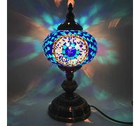 YRYRYW Turkish Mosaic Table Lamp Moroccan Handmade Glass Desk Light Style Mediterranean Night Light Lighting Fixtures for Bedroom Living Room Dining Room Cafe Bar Decorative, 7 Inch,A Household