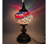 YRYRYW Turkish Mosaic Table Lamp Moroccan Handmade Glass Desk Light Style Mediterranean Night Light Lighting Fixtures for Bedroom Living Room Dining Room Cafe Bar Decorative, 7 Inch,E Household