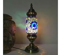YRYRYW Turkish Mosaic Table Lamp Moroccan Handmade Glass Desk Lights Vintage Style Night Light Lighting Fixtures for Bedroom Living Room Dining Room Cafe Bar Hotel, E14,Blue Household faucets
