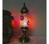 YRYRYW Turkish Mosaic Table Lamp Moroccan Handmade Glass Desk Lights Vintage Style Night Light Lighting Fixtures for Bedroom Living Room Dining Room Cafe Bar Hotel, E14,Purple Household faucets
