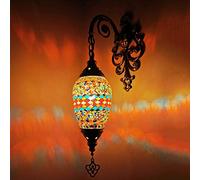 YRYRYW Turkish Wall Sconces Lamp Handmade Mosaic Glass Sconce Lights Style Moroccan Bohemia Wall Lights for Dining Room Cafe Bar Aisle Hallway, 110-,F Household faucets