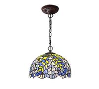 YRYRYW Vintage Stained Glass Pendant Lighting 12-Inch Style 1-Light Pendant Light for Dining Room Restaurant Coffee Shop Bar Art Decoration Ceiling Hanging Light,110-,E27,H Household faucets