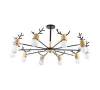 YRYRYW Vintage Style Ceiling Light,Magic Bean Molecular Iron Chandelier,For Living Room Bar Café,American Rural Countryside Antler Chandeliers,E27 Resin Antler Deer Horn Chandelier-Black. 10 head