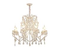 YRYRYW Vintage White Candle Lighting,Suitable For Bedroom Living Room Villa Hotel,European Style Light Luxury Crystal Chandelier LED Chandelier-Retro white 80 * 70cm Household faucets