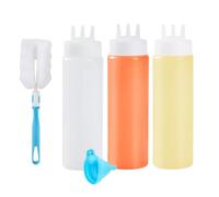 YRYUNRUI 3 Pcs Condiment Squeeze Bottles, 3 Hole Squirt Squeeze Sauce Bottles, Reusable Dust-Proof Salad Dressing Shaker Bottle for Ketchup Sauce Vinegar syrup Oil BBQ Dressing Paint 350ml
