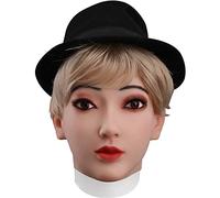 YRZGSAWJ Female Silicone Mask Realistic Beautiful Women Face Mask Full Head Mask for Crossdresser Drag Queen Cosplay Dress-up Party (Color 1)