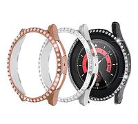 Yrzper Compatible for Samsung Galaxy Watch 5 Pro 45mm Diamond PC Plating Bumper Case Bling Crystal Diamonds Shiny Glitter Frame Hard Protective Cover for Galaxy Watch 5 Pro 45mm (3pack)
