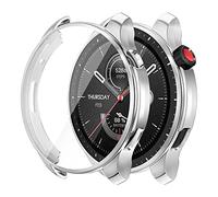 Yrzper Compatible with Amazfit GTR4,Waterproof Protective Bumper Cover Case Soft TPU Plated All Around Scratch-Proof Screen Protector Cover for Amazfit GTR4 Accessories (Silver)