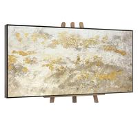 YS-Art Abstract hand painted acrylic painting on canvas Shine gold Modern large artwork with gold Wall art large Home decor With Frame 48x24 inch