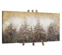 YS-Art Acrylic painting on canvas Morning in the forest Dark tree Modern artwork Abstract hand painted art landscape 40x20 inch