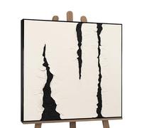 YS-Art Hand-painted abstract acrylic painting in frame Experience Modern artwork textured with sparkly in black beige color Wall art 35x35 inches