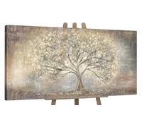 YS-Art Hand-painted acrylic painting on canvas Golden tree Gold abstraction landscape Wall art for living room Modern artwork 63x32 inch