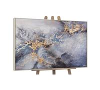 YS-Art Hand-painted acrylic painting on canvas Renaissance Abstract modern artwork Wall art for room gold and blue color Decor With Frame 48x32 inch