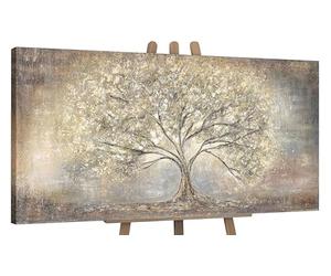 YS-Art Original Handmade Painting Gold Tree of Life Abstract, Textured Acrylic Artwork of forests scenes, Classic Large Wall Decor 63x32 inch