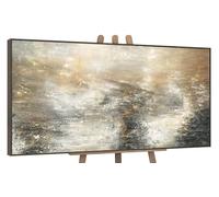 YS-Art Original Handmade Painting - Neutral Abstract Landscape in Beige and Gold, Modern Acrylic Art on Canvas, Minimalist Wall Art Decor for Home or Office 63x32 inch