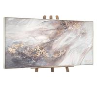 YS-Art Original Handmade Painting with Neutral Gold Abstract, Textured Canvas Artwork, Modern Wall Decor for Home Interior 48x24 inch