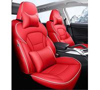 YSA ASF Car Genuine Leather Seat Covers For Mitsubishi L200 Asx For Lancer X For Outlander 3 Xl For Eclipse For Cross For Pajero For Sport Seat Cover Cushion(Red,Deluxe)