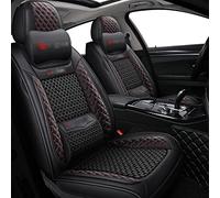 YSA ASF Front 2 Seat Car Covers For Vw For Caddy For Touareg For Polo Sedan For Passat B3 For For Tiguan For Golf For Protector Seat Cover Cushion(Black Red LINE)