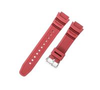 YSABVCP 18mm Style Rubber Watchband Fit For Casio AQ-S810W AQ-S800W SGW-300H SGW-400H SGW-500H MRW-200H Flexible Rubber Strap(Red-Steel-K5)