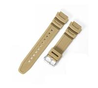 YSABVCP 18mm Style Rubber Watchband Fit For Casio AQ-S810W AQ-S800W SGW-300H SGW-400H SGW-500H MRW-200H Flexible Rubber Strap(Khaki-Steel-K5)