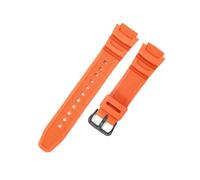 YSABVCP 18mm Style Rubber Watchband Fit For Casio AQ-S810W AQ-S800W SGW-300H SGW-400H SGW-500H MRW-200H Flexible Rubber Strap(Orange-Black-K5)
