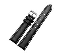 YSABVCP 20mm 22mm Leather Watchband Fit For Casio BEM-501 506 307 EDIFICE Series EFB-530 MTP-1303 Watch Band Bracelet Black Brown(Matte black white sk,20mm)