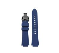 YSABVCP 24 * 16mm Convex Silicone Watchband Fit For TIMEX T2N721 T2N720 W2R55500 TW2T76500 Series Waterproof Sports Watch Band Accessories(Blue bk)