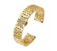 YSABVCP 316L Stainless Steel Seven Bead Watch Strap 16mm 18mm 20mm 22mm 19mm Solid Butterfly Buckle Universal Watchband Accessories(Gold,20mm)