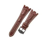 YSABVCP Calf-Skin Watchband Fit For AP Royal Oak Series 15710 15703 15706 26470 26471 26474 Leather Watch Strap 28mm Leather Bracelet Male(Brown White-Blac-K13)