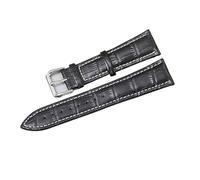 YSABVCP Calfskin Straps Embossed Bamboo Pattern Leather Watchbands Business Casual Watch Band 16 18 20 22 24mm(Black White Line,22mm)