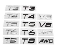 YSABVCP Car 3D ABS Trunk Letters Logo Badge Emblem Decals Styling Sticker Fit For Volvo T3 T4 T5 T6 T8 V8 AWD XC40 XC60 XC90 S40 S60 S80 S90(Gloss Silver,T3)